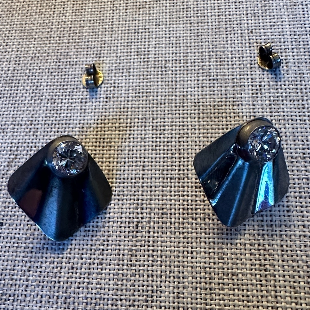 Sterling Silver Earrings with Crystal Accents - Picture 2 of 7